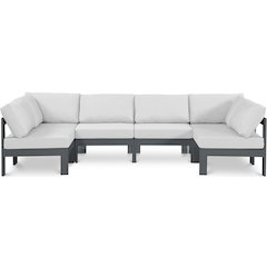 Nizuc White Water Resistant Fabric Outdoor Patio Modular Sectional