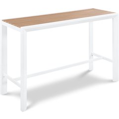 Nizuc Brown Wood Look Accent Paneling Outdoor Patio Aluminum Rectangle Bar Table