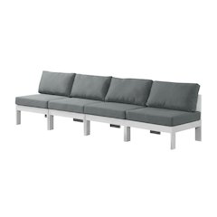 Gray Fabric Outdoor Modular Sofa With Contemporary Style And Cushioned Seating