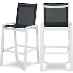 Nizuc Black Mesh Water Resistant Fabric Outdoor Patio Barstool, Set of 2