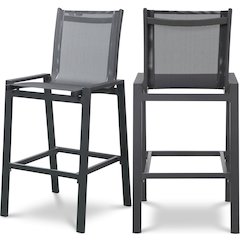 Nizuc Black Mesh Water Resistant Fabric Outdoor Patio Barstool, Set of 2