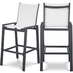 Nizuc White Mesh Water Resistant Fabric Outdoor Patio Barstool, Set of 2