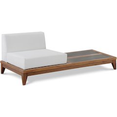 Rio Off White Water Resistant Outdoor Patio Modular Chair w/ Integrated Table