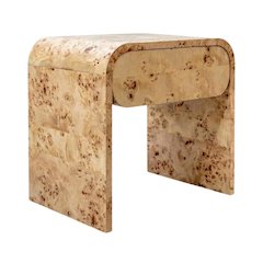 Burl Wood Nightstand with Mid Century Style