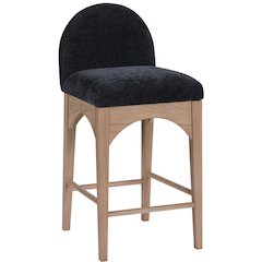 Waldorf Black Chenille Fabric Stool