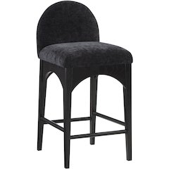 Waldorf Black Chenille Fabric Stool