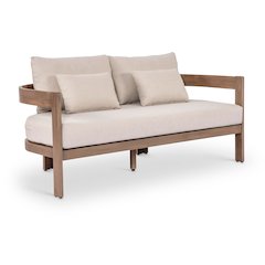 Newport 65" Beige Water Resistant Fabric Upholstered Outdoor Patio Loveseat
