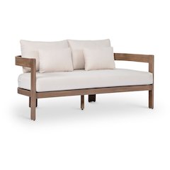 Newport 65" Cream Water Resistant Fabric Upholstered Outdoor Patio Loveseat