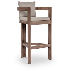 Newport Beige Water Resistant Fabric Upholstered Outdoor Patio Bar Stool