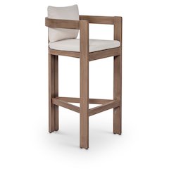 Newport Cream Water Resistant Fabric Upholstered Outdoor Patio Bar Stool