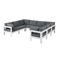 Gray Fabric Outdoor Patio Modular Sectional With Contemporary Design