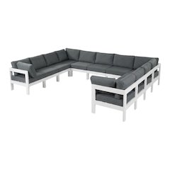Gray Fabric Outdoor Modular Sectional For Patio Lounge Comfort