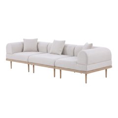 Beige Fabric Outdoor Modular Sofa With Cushions And Contemporary Style