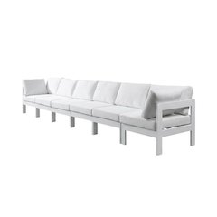 White Fabric Outdoor Modular Sofa With Contemporary Style And Cushioned Seating