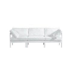White Fabric Outdoor Modular Sofa With Contemporary Style And Cushioned Seating