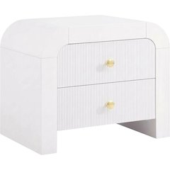 Contemporary White Nightstand with Smooth Finish for Bedroom Use