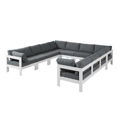 Gray Fabric Outdoor Modular Sectional With Contemporary Style For Patio