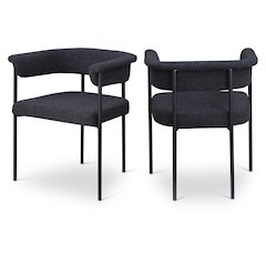 Malin Black Boucle Fabric Dining Chair, Set of 2