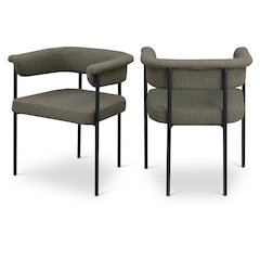 Malin Olive Boucle Fabric Dining Chair, Set of 2