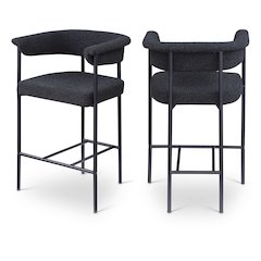 Malin Black Boucle Fabric Counter Stool, Set of 2