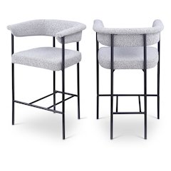 Malin Grey Boucle Fabric Counter Stool, Set of 2
