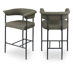 Malin Olive Boucle Fabric Counter Stool, Set of 2