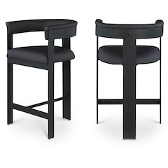 Romeo Black Vegan Leather Counter Stool, Set of 2