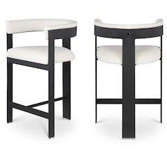 Romeo Cream Vegan Leather Counter Stool, Set of 2
