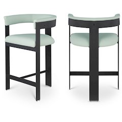 Romeo Mint Green Vegan Leather Counter Stool, Set of 2