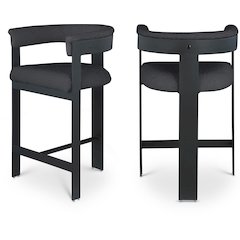 Romeo Black Boucle Fabric Counter Stool, Set of 2