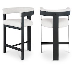 Romeo Cream Boucle Fabric Counter Stool, Set of 2