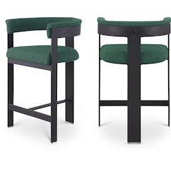 Romeo Green Boucle Fabric Counter Stool, Set of 2