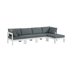 Gray Fabric Outdoor Patio Modular Sectional With Contemporary Design