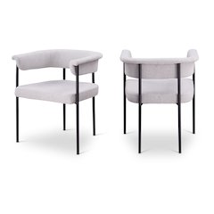 Malin Grey Linen Textured Fabric Dining Chair, Set of 2