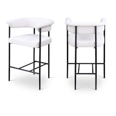 Malin Cream Linen Textured Fabric Counter Stool, Set of 2