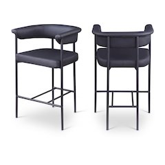 Malin Black Vegan Leather Counter Stool, Set of 2