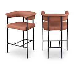 Malin Cognac Vegan Leather Counter Stool, Set of 2