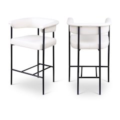 Malin Cream Vegan Leather Counter Stool, Set of 2