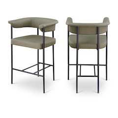 Malin Olive Vegan Leather Counter Stool, Set of 2