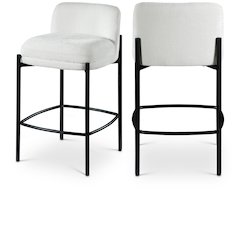 Burton Cream Chenille Fabric Stool, Set of 2
