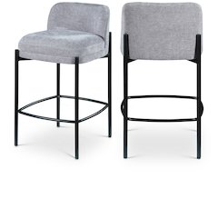 Burton Grey Chenille Fabric Stool, Set of 2