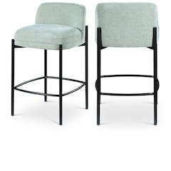 Burton Mint Chenille Fabric Stool, Set of 2