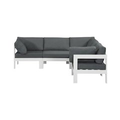 Gray Fabric Outdoor Patio Modular Sectional With Contemporary Style