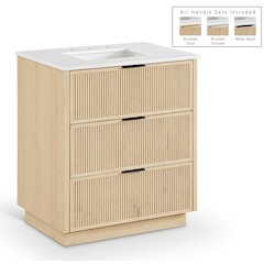 Willard 30" Natural Engineered Stone And Solid Wood Bathroom Vanity