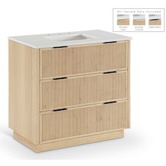 Willard 36" Natural Engineered Stone And Solid Wood Bathroom Vanity