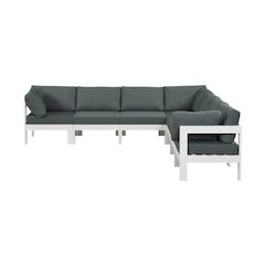 Gray Fabric Outdoor Modular Sectional For Contemporary Patio Lounge