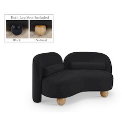 Daphne Black Chenille Fabric Loveseat