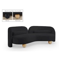 Daphne Black Chenille Fabric Sofa