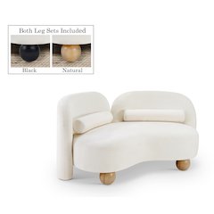 Daphne Cream Chenille Fabric Loveseat