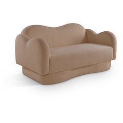 Bloom Beige Teddy Fabric Loveseat